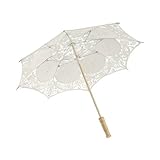 Toyvian 44cm Lace Umbrella, Beige, Elegant for Weddings, Parties, Outdoor Photography