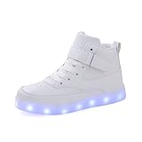 Voovix Unisex LED Shoes Light Up Shoes High Top Sneakers for Women Men white39