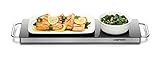 Chefman Long Electric Warming Plate Heating Element, Prep Food for Parties, Stainless Steel Frame & Tempered Glass Surface, Buffet at Home, for Trays & Dishes, Cool-Touch Handles, Black