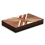 Woodronic 15' Wooden Backgammon Set for Adults, Folding Classic Board Game, Best Strategy Game and Smart Game of Tactics, Walnut Mahogany Case