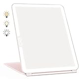 WEILY Portable Travel Makeup Mirror with 72 LED Lights, Touch Screen Three Colors Dimmable Lighted Mirror, 2000 mAh USB Rechargeable Vanity Mirror,Compact Foldable