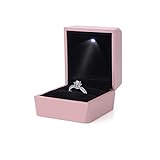 LamQee Engagement Ring Box with LED Light Velvet Earrings Studs Ring Case Jewelry Display Storage Box for Proposal Engagement Birthday Wedding Anniversary Valentine's Day - Rose Gold