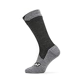 SEALSKINZ Unisex Waterproof All Weather Mid Length Sock, Black/Grey Marl, Medium