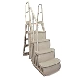 Main Access Smart Step System for 48 to 54 Inch Above Ground Pools, Heavy Duty Four Step Ladder A-Frame - Taupe