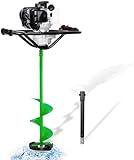 DC HOUSE 52CC Ice Auger Ice Fishing Auger, EPA Compliant Gas Powered Engine,8' Ice Fishing Auger, w/Replaceable Blades 3/4' Shaft, Green…
