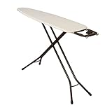 Household Essentials Steel Top Long Ironing Board with Iron Rest | Natural Cover and Bronze Finish | 14' x 54' Iron Surface