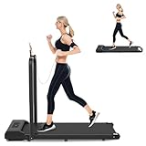 Foldable Treadmill Walking Pad Under Desk, 2.5HP Folding Treadmill with Handle for Office & Home, Quiet & Installation-Free with 0.6-6.2MPH, 300 Lb Capacity, Safety Lock