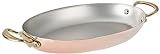 Mauviel M'Heritage 150 B 1.5mm Polished Copper & Stainless Steel Oval Pan With Brass Handles, 11.8-in, Made in France