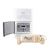 BLUE WORKS SaltWater Pool Chlorine Generator System BLSC Chlorinator Compatible with Hayward Goldline Aquarite Plumbing for 10K Above Ground Pool &Flow Switch| Cell Plates provided by USA Manufacturer