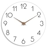 cicininc Wall Clock - White Kitchen Wall Clocks Battery Operated, Small Silent Non-Ticking, Simple Wooden Clock Decorative for Bathroom, Living Room, Office, Bedroom, Home(10')