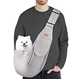CUBY Dog and Cat Sling Carrier - Hands Free Reversible Pet Papoose Bag - Soft Pouch and Tote Design - Adjustable - Suitable for Puppy, Small Dogs, and Cats for Outdoor Travel (Grey)