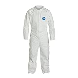 DuPont Tyvek 400 TY120S Disposable Protective Coverall, White, Large, pack of 25