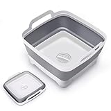 TOLEAD 9L Dish Basin Collapsible with Drain Plug and Plastic Handles, Wash Basin, Foldable Dish Pan, Portable Sink Tube Kitchen Storage Basket, Multifunctional for Camping, RV, 2023 NEW