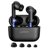 AIHOOR Wireless Earbuds for iOS & Android Phones, Bluetooth 5.0 in-Ear Headphones with Extra Bass, Built-in Mic, Touch Control, USB Charging Case, 30hr Battery Earphones, Waterproof for Sport (Black)