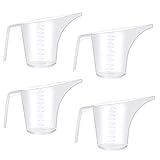 Fireboomoon 4 Pack Plastic Funnel Pitcher,Large Capacity Long Spout Measuring Cup for Bakeware Molds,Pancake,Batter,Muffin,Cakes,Soap Making(4 Cups/32 Ounces/1000 ml)