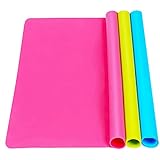 3 Pack Large Silicone Sheets for Crafts, Liquid, Resin Jewelry Casting Molds Mat, Silicone Placemat. 15.7” x 11.8” (Blue & Rose Red & Green)