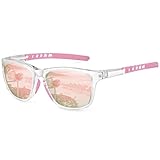 MEETSUN Polarized Sports Sunglasses for Women Men Driving Running Cycling Fishing Sun Glasses UV400 Protection Transparent Frame-Pink Mirror Lens