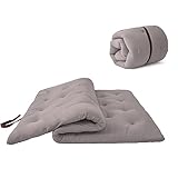 ZonLi Japanese Futon Floor Mattress Queen Size 60'x 80',100% Cotton Floor Mattress Pad,Foldable Tatami Mat Portable Dormitory Sleeping Pad,Roll Up Floor Lounger Bed for Adult Child (Grey)