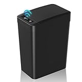 OKSOTY Bathroom Trash Can with Lid, 2.2 Gallon Automatic Touchless Garbage Can, Smart Motion Sensor Small Trash Can, Slim Plastic Trash Bin for Bedroom, Office, Living Room, Kitchen(Black)
