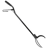 Sunnydaze 36-Inch Log Grabber Tongs - Outdoor/Indoor Tool Use - Spring Lever Action - Black