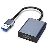 Tuliyet USB to HDMI Adapter, USB 3.0/2.0 to HDMI for Multiple Monitors 1080P Compatible with Windows XP/7/8/10/11-Dark Grey
