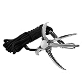 CYFIE 3-Claw 4-Claw Sawtooth Grappling Hook, with 10m/33ft 8mm Auxiliary Rope Stainless Steel Claw Carabiner for Outdoor Activity Magnet Fishing Tool (4-Claw with Rope)