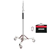 Lapgood Heavy Duty Light Stand with Casters, Adjustable Tripod Stand with 100% Stainless Steel, Photography Wheeled Base Stand for Studio Softbox, Monolight, Reflector, Max Height: 10ft/305cm