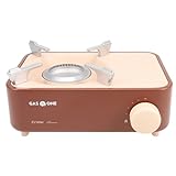 Gas One Butane Fuel Camp Stove – Crate Series - Mini Stove for Camping, Hiking – Portable Gas Stove with Spiral Flame – Even Heat Distribution – Modern and Easy to Use (Brown)
