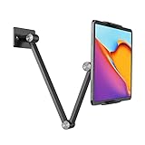 BEWISER Tablet Wall Mount Holder,360°Rotating Flexibly, Angle Adjustable, Folding Aluminium Alloy Compatible with4.7-12.9' Phone or Tablet in Kitchen/Office (Space Grey)