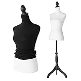 DRDINGRUI 2-in-1 Dress Form, White Female Mannequin Body w/Detachable Black Torso Cover and Height Adjustable Stand