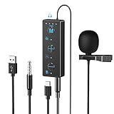 Professional Lavalier Microphone, LEKATO Intelligent Noise Cancelling with Headphone Jack LEKATO Clip-on Lapel Omnidirectional Condenser Mic for iPhone Android YouTube, Interview,Video Recording