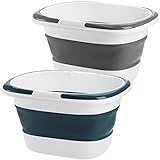 Coloch 2 Pack 16L/4.2 Gallon Collapsible Plastic Bucket, Foldable Mop Bucket Laundry Basket with Handle, Portable Water Pail Space-Saving Bucket for House Cleaning, Car Washing, Fishing, Camping