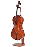 Musbeat Cello Stand, Wooden Cello Stand with Bow Holder, Handcrafted Wood Floor Stand for Cello Display, Mahogany Wood Cello Stand for 4/4 Full-Size Cello, Stand for 1/2, 1/4, 3/4, 1/8, 7/8 Cello