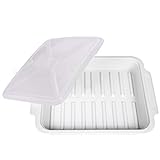 MMUGOOLER Microwave Easy Bacon Maker/Cooker with Lid, Safety, Quick and with No Mess, 11.3“ L x 9.0' W x 2.4' H- White