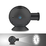 PolyGens Unique LED Analog Projection Clock with Night Light 360° Rotating,Brightness/Size Adjustable,Desktop/Ceiling Mount Projector Clock for Home Deco (Black)