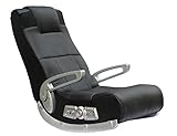 X Rocker SE II Leather Video Gaming Chair Lounging Floor Rocker with Wireless Audio, 2 Speakers & Subwoofer, Ergonomic Lumbar & Neck Support, Armrests, Comfortable, Foldable, Black Silver