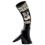 Norse Tradesman Personalized Engraved Viking Drinking Horn with Fitted Horn Stand and Burlap Gift Sack - Holiday Engraving Options and Submit Your Text for Engraving -Multiple Sizes & Finish Options