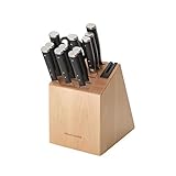 KitchenAid Gourmet 14 Piece Forged Triple Rivet Knife Block Set with Built in Knife Sharpener, High Carbon Japanese Stainless Steel Kitchen Knives, Sharp Kitchen Knife Set with Block, Birchwood