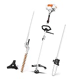 SUNSEEKER 26cc Weed Wacker Gas Powered, 4 in 1 String Trimmer, Wheeled Edger, Hedge Trimmer and Brush Cutter Blade, Multi Yard Care Tools, Rubber Handle & Shoulder Strap Included