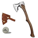 Camping Hatchet -Chopping Axe with Leather Sheath, 22.3' Forged Carbon Steel Wood Splitting Axe for Chopping Camping Survival