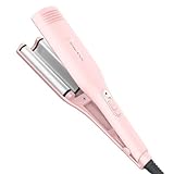 AmoVee Travel Hair Crimper Curling Iron, Professional Mini Hair Waver 0.59 Inch Three Barrel Curling Iron, Hair Crimper Small Negative Ions, Dual Voltage