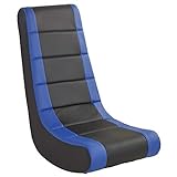 'Factory Direct Partners Soft Youth Floor Video Rocker - Cushioned Ground Chair for Kids, Teens - Great for Reading, Gaming, TV, Alternative Seating, in-Home, Rec Room, Classroom - Black/Blue