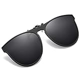 OopsMi Polarized Clip-on Sunglasses TR90 Frame Flip Up Driving Glasses For Prescription Glasses (Black Lens)