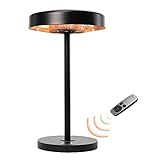EAST OAK Patio Heater, 1500W Table Top Electric Heater with USB Port, IP65 Waterproof and Tip-over & Overheating Protection, 3 Heat Settings & 24 Hours Timing, Outdoor Heater with Remote Control