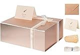 LIFELUM Large Gift Box for Presents 13 x 10 x 4.7 inch Rose Gold Valentine Gift Box with Magnetic Lid Gift Boxes Contains Card, Ribbon, Shredded Paper Filler Gift Box for Gift Packaging (1Pcs)