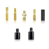 Jawmoy 7 PCS Car Antenna Head Adapter, Antenna Mounting Screw Kit, Antenna Replacement Parts with Different Thread Types, Compatible with Ford F150 Wrangler Jeep Chevrolet Accessories (Black & Gold)