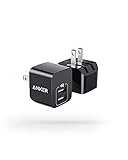 USB Charger, Anker 2-Pack Dual Port 12W Wall Charger Adapter, USB Charger Block with Foldable Plug, Charging Box Brick, Cube for iPhone 14 13 12 11 Pro Max, Galaxy S22 S21 Note 20, HTC, LG (Black)