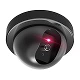 WALI Dummy Fake Security CCTV Dome Camera with Flashing Red LED Light with Security Alert Sticker Decals (SD-1), Black