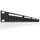 Rapink Patch Panel 24 Port Cat6 10G Support, Network Patch Panel UTP 19-Inch, Wallmount or Rackmount 1U Ethernet Patch Panel Punch Down Block for Cat6, Cat5e, Cat5 Cabling