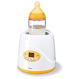 Beurer Baby Bottle Warmer & Food Warmer, BY52 | Portable 2-in-1 Heater with Keep Warm Function for Breast-Milk, Formula & Food | AVENT & NUK Bottles | with Lifter, LED Display, Safety Switch-Off & Cap